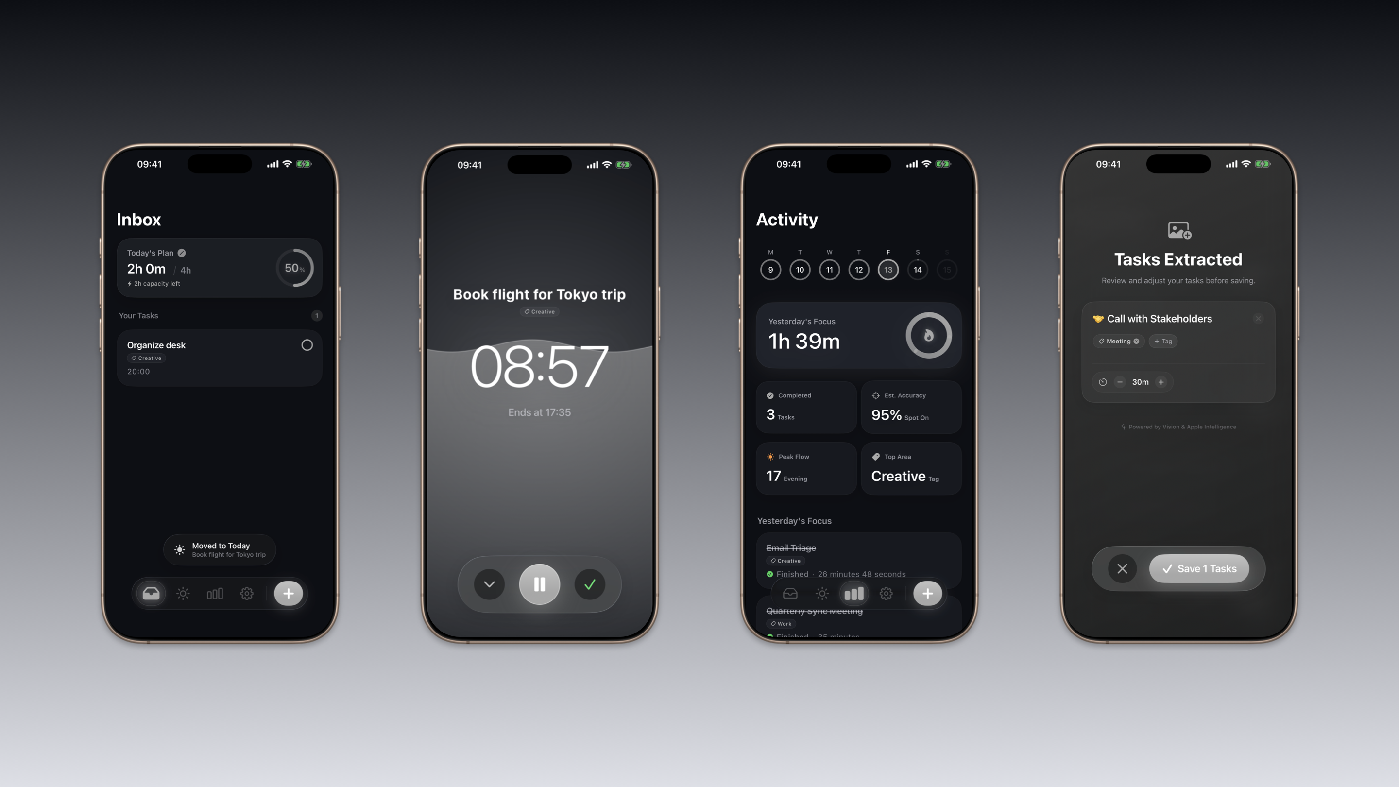 Oria interface showing the Time Ring